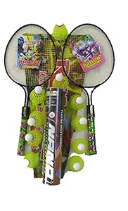 BOBBY SPORTS  Alloy Steel Badminton Racket with Nano Plastic Shuttlecock 10 Piece Combo Pack (Colour May Vary) -Set of 2 Pieces