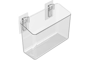 Amtido Bathroom Caddy Shelf | Self-Adhesive No Drilling | Wall-Mounted Shower Storage Organiser for Bathroom and Kitchen Organisation - Clear PET Plastic (Medium - Tall - 26.3cm x 18.2cm x 10.7cm)