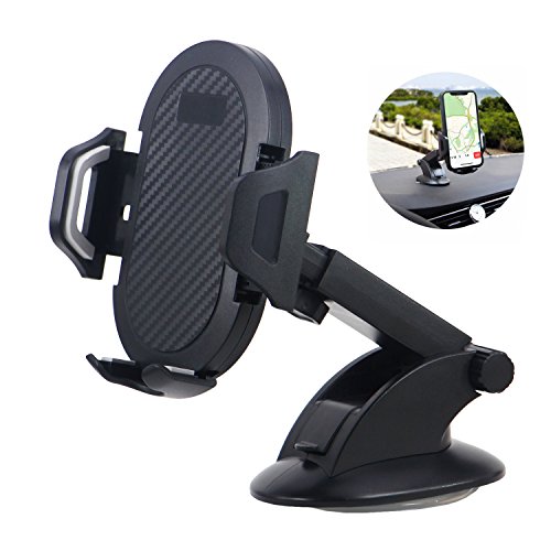 Meeaja Car Phone Mount, supporto per telefono per auto cruscotto con un pulsante di sgancio, compatibile con iPhone 6S Plus 6S x 8Â 7Â 7s, Samsung Galaxy S6Â Edge S8Â S7Â S6, Nexus, e altri smartphone popular (nero)