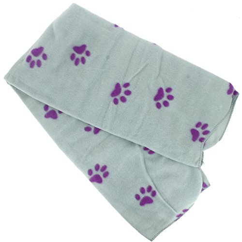 Promobo, Plaid in pile di protezione per cani, design con zampe, Grigio e rosa