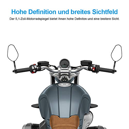 Lenkerendenspiegel Motorrad Spiegel Seitenspiegel E-Prüfzeichen Rückspiegel Lenkerspiegel universal für ATV MT 07 MT 09 S1000 FZ8 G310R R1200 GSXR 690 Z750 Z1000 LTZ400, 2 Stücke, Schwarz - 4