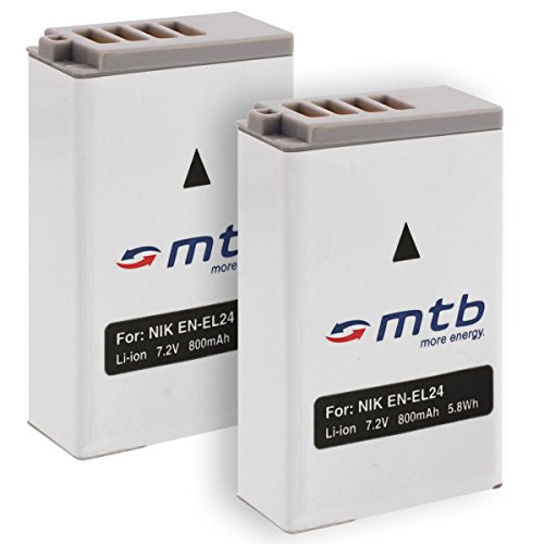 2 Batteries EN-EL24 pour Nikon 1 J5  Nikon 1J5   Nikon DL18-50  DL24-85  Li-Ion - 7 2V - 800 mAh - avec Infochip 