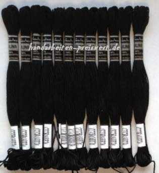 12x Baumwolltwist + Sticktwist + Stickgarn Farbe: SCHWARZ sticken Baumwollstickgarn
