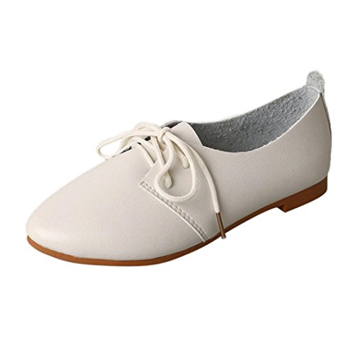 Preisvergleich Produktbild ABsolute Freizeitschuhe Freizeitschuhe Damen, Frauen Klassische Ballerinas Flandell Solide Plateauschuhe Lace-up Shallow Schuhe Frühling Sommer Halbschuhe Sneaker (CN:37 / EU:36, Beige)