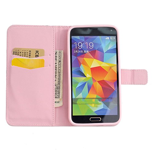 Billetera Cuero Funda para Samsung Galaxy S5 Careynoce Diente de Le  n Amor Rose  Mariposa  Colorido Patron PU Cuero Funda para Samsung Galaxy S5 I9600 Samsung Galaxy S5  5 1 pulgada  Protector Cubierta -- Vistoso mariposa  2