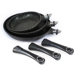 Lot de 3 Poêles Façon Pierre 24 / 28 / 32 cm