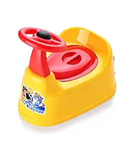 Nabhya Car Style Potty Toilet Trainer Seat/Chair with Removable Tray and Closing Lid and High Back Support for Toddler Boys Girls (Age 7 Months to 3 Years) (Orange)