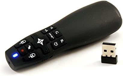 Desire2 Air Mouse and Wireless Presenter with Red Laser Pointer 2.4 Ghz, USB 2.0 Nano Receiver Slide Show Control-Black