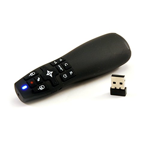 Desire2 Air Mouse and Wireless Presenter with Red Laser Pointer 2.4 Ghz, USB 2.0 Nano Receiver Slide Show Control-Black