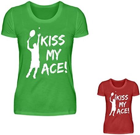 PlimPlom Tennis Tshirt For Women In Green Kiss My Ace Imprint - Design Lifestyle Summer Shirt - 100% Cotton Premium Roundneck Shirt High Quality - Present Idea (M)