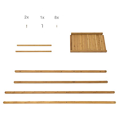 Relaxdays Kleiderständer Bambus H x B x T: 156 x 56,5 x 40 cm stabiler Garderobenständer aus Bambus mit 1 Ablagefläche im originellen gekreuzten Design als Schuhablage für Flur und Diele, natur - 7