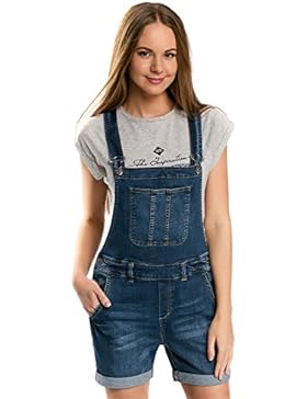 oodji Ultra Damen Kurze Jeans-Latzhose