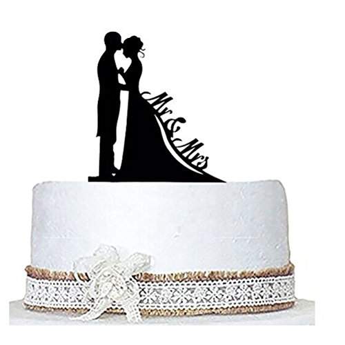Tinksky Mr Mrs Kuchenaufsätze Brautpaar als Tortendeko Hochzeitstorte Topper (Schwarz) - 2