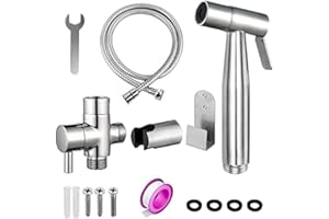 VEOOL Bidet-Handbrause, EdelstahlBidet Sprayer,G1/2 59-Zoll-Schlauch, Includes T-adapter, Personal Hygiene Bidet Sprayer Set,Baby Cloth Diaper Sprayer,Shower Sprayer for Pet, Feminine Hygiene