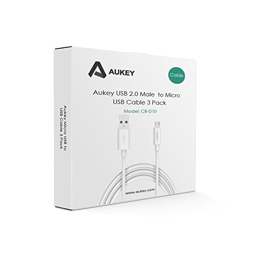AUKEY Micro USB Kabel 1,2M [ 3 Stücke ] Weiß Ladekabel und Datenkabel für Micro USB Geräte wie für Samsung Galaxy / HTC / Huawei / Sony / Nexus / Nokia / Android Smartphones usw. - 6