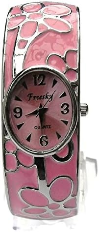 Women's Carved colour bracelet watch Women's Fashion Style Watch Beauty Dress Watch Unique Design -Pink