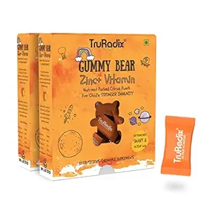 Truradix Immunity Booster for Kids - Vitamin C With Zinc for Kids ? Vegan Gummy Bears with Vitamins C, A, D2 for Toddlers and Kids ? Yummy Vitamin C Chewable with Zinc ? Pack of 2 x 30 Gummy Bears