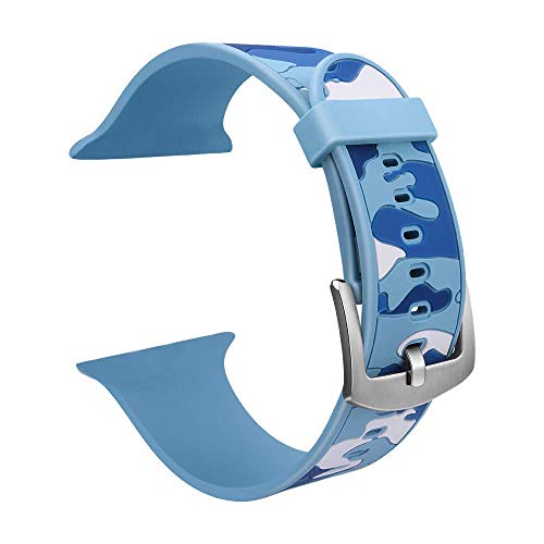 CellFAther™ Silicone Sport Band Strap for Apple iwatch 40mm Series 4 (Article Size- M/L Camouflage Blue)_Watch Not Included