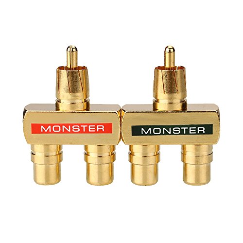 Cewaal 2pcs 1 mâle à 2 femelle Adaptateur RCA AV Splitter Audio plaqué or