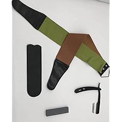 O³ Rasoir Barbier Professionnel-20 Lames Rasoir Barbier-Pierre a Aiguiser et Ceinture d'Affutage-Instructions en Francais