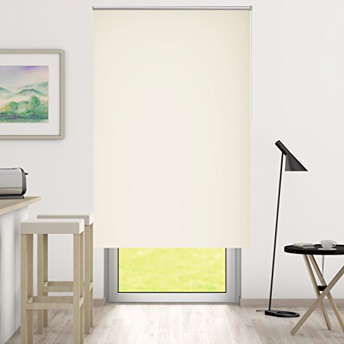 DESWIN Rollos – Set: Verdunkelungsrollo + Premium-Klemmhalter – 80 x 230 cm ALTWEISS – (KlemmFix Rollo mit Metallkette, Klemmhaltern, Rollo-Magnete, Halter zum Schrauben) - 3
