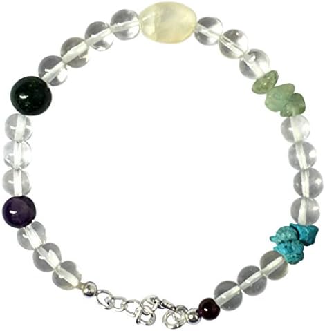 WCJ Zodiac Chakra Silver Power Bracelet for SCORPIO :Top Quality 100% Genuine Natural Gemstones, Balancing Reiki-Yoga-Meditation Crystal Healing: Unisex. Adjustable.
