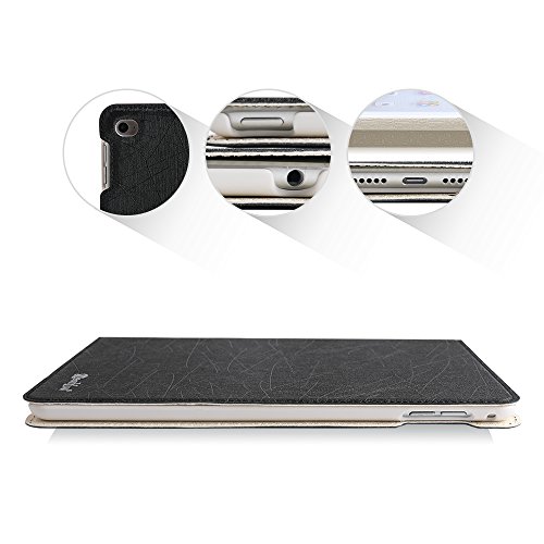 BORIYUAN Apple Ipad Mini 4 Ultra dünn Smart Case Cover Leder Schutzhülle Etui Tasche für das neue iPad mini4, Unterstützt Auto Sleep Wake up, Ipad Mini 4 Displayschutzfolie Reinigungstuch Stift inklusive (Schwarz) - 6