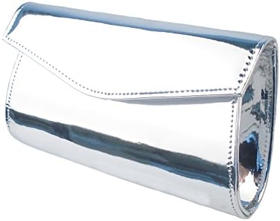 FBA_metalic silver color plain evening clutch