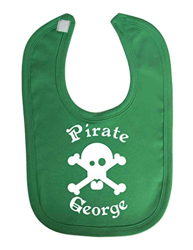 Personalised Pirate Name Skull And Crossbones Customise With Name Velcro Fastening Baby Bib