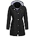 Produktbild LUGOW Damen Rain Jacket Outdoor Hoodie Wasserdichter Regenmantel Windjacke Mit Kapuzen Winddicht Online Günstig Mäntel Knopf Mantel Windbreaker Reißverschluss Outwear(XX-Large,Schwarz)
