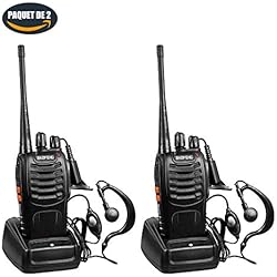 ROXTAK BF-888S Talkie Walkie16 Canaux 2-Way Radio Longue Portée Rechargeable pour Chasse Profession Randonnée Loisir Camp, 2 PCS, Noir