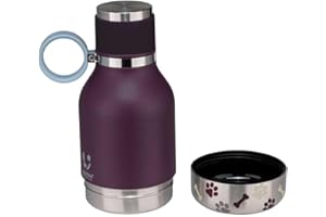 Asobu - Dog Bowl - Edelstahlflasche mit Hundenapf 1 Liter Burgunderrot