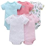 Paket beinhaltet: 5 x Baby Body. Baby bodysuit kurze Ärmel sleepsuit mit druckknopfverschluss an der unterseite für einfache windel trägt.