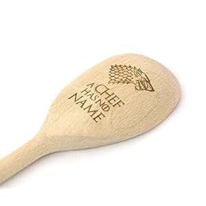 Kochlöffel mit Schriftzug "Dinner is Coming", Zitat aus 