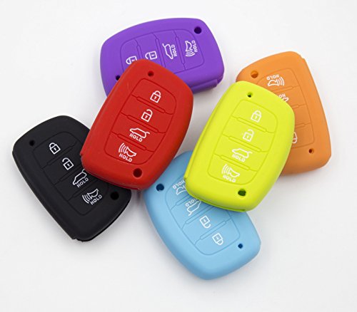 LIGHTKOREA 4 Button Remote Smart Key Chain Silicone Case Cover For Hyundai Tucson 2016 2017 Elantra 2016 2017, Sonata 2015 2016 2017 (Light Green)