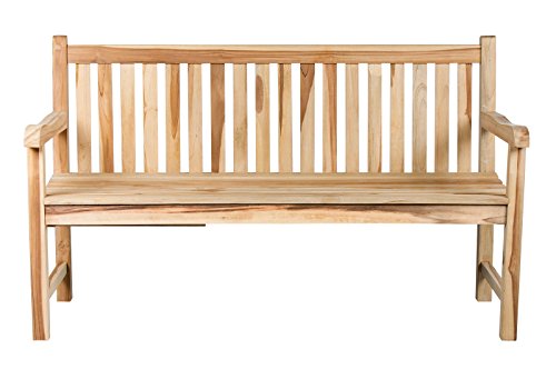 Ambientehome Teakholz Gartenbank 3-Sitzer Bank inkl. Tabletts Elba, Natur, ca. 150 cm - 4