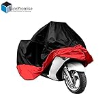 Funda protectora para moto, impermeable, a prueba de polvo, protege de los rayos UV, transpirable, con bolsa de transporte XXL, negra/roja