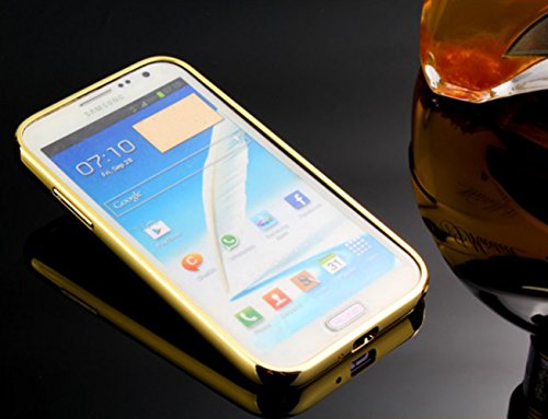 Sunroyal    Samsung Galaxy Note 2 N7100 funda carcasa de alta calidad PC metal Bumper case   cover S  per delgado Bling Metal Edge arco Bumper Parachoques Frame   espejo espalda caso Resistente a los ara  azos y anti-golpes para Galaxy Note 2- Mirror Oro