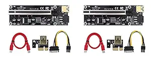 SamMus 2021 Latest V009S Plus / 009S Plus PCI-E Riser Express Cable 16x to 1x with Indicator Led Graphics Extension ETH Mining Riser Adapter Card for GPU with 60 cm USB 3.0 Cable - (Pack of Two)