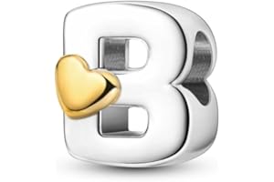 TINSLO Charm Anhänger Damen Buchstabe A-Z für Armband 925 Sterling Silber Charms Beads passend für Pandora Armband und Halskette, Kompatibel mit Europäischen Armbänder für Frauen Mädchen KJC165