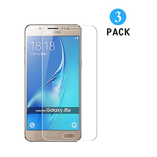 Samsung Galaxy J5 2015 Panzerglas Schutzfolie,3 Stück WEOFUN Displayschutzfolie Panzerfolie für Samsung Galaxy J5 2015 Schutzglas Folie [0.33mm, 9H, Ultra-klar]