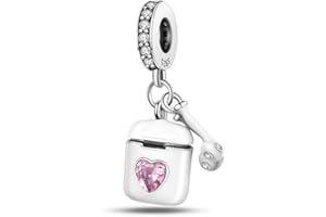 Pandach Ciondolo in Argento Sterling 925 Charm Bead Compatibile con Bracciale e Collane Europei da Donna,Perline Intarsio con Zircone Chiaro, Gioielli per Ragazze Perline Regali