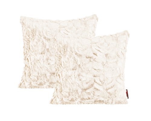 Fluffy Kissenhülle ca. 40 x 40 cm kuschelweicher Plüsch in Felloptik 02 Weiss (2er Set)