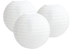 MATISSA Confezione da 3 lanterne di carta paralumi per feste, compleanni, baby shower, matrimoni, celebrazioni (bianco, 15 cm)