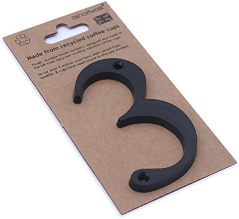 Ashortwalk Eco Black Recycled Single House Door Numbers - Numerals 0 1 2 3 4 5 6 7 8 9 (3)