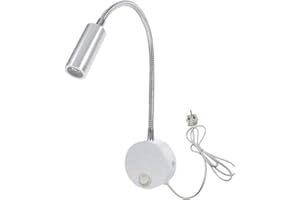 ONERBUY Youngine Flexible Gooseneck Plug in Reading Lamp Art Works Show Accent Light Wall Mount Sconce Spot Lamp Fixture with On/Off Switch (01SilverWarm)