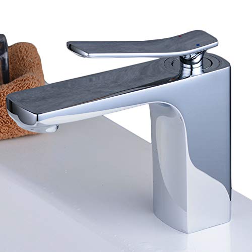 Miscelatore Lavabo Bagno Rubinetto a Cascata Miscelatore Lavabo Rubinetto con Acqua Fredda e Calda,Cromo