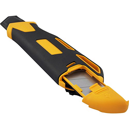 ViCUT Gelbes hochbeanspruchbares, doppelschließendes und einziehbares Viwanda 25mm Cuttermesser / Universalmesser mit besonders dicken Stahlklingen und extra Klingenhalter. Cutter / Messer - 2