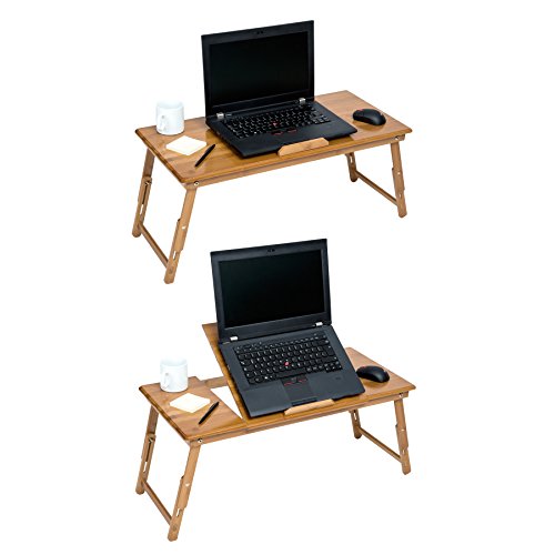 TecTake Laptoptisch Notebooktisch Betttisch faltbar höhenverstellbar aus Bambus mit Getränkehalter 72x35cm - 4