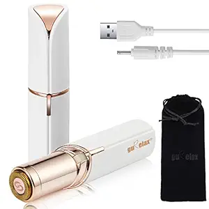 Facial Hair Remover for Women Upgraded, USB Rechargeable Painless Hair Trimmer, Portable Electric Epilator for Cheeks, Chin, Upper Lip & Arms,IPX6 Waterproof,Built-in LED Light, White